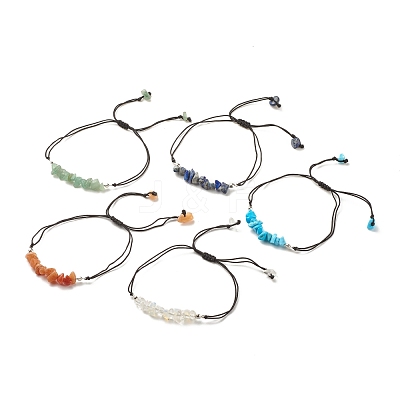 Gemstone Chips Braided Bead Bracelet for Women BJEW-JB08019-1
