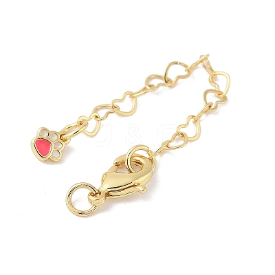 Paw Print Brass Enamel Chain Extender KK-B148-05G-02-1