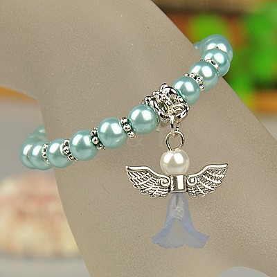 Lovely Wedding Dress Angel Bracelets for Kids BJEW-JB00727-02-1