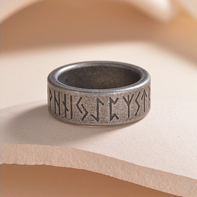 Viking Rune 304 Stainless Steel Finger Rings for Men WGDF4AB-45-1