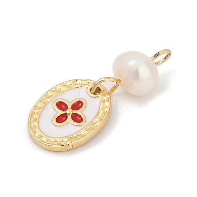 Natural Cultured Freshwater Pearl & Brass Pendants X-KK-U062-14G-02-1