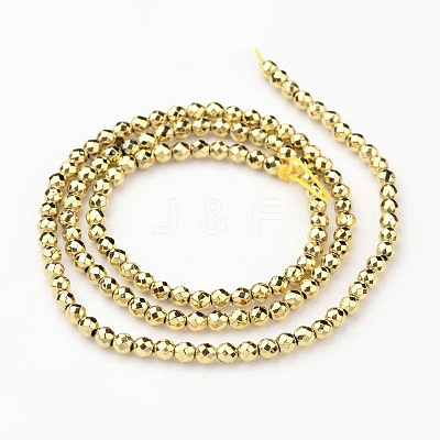 Eco-Friendly Long-Lasting Plated Non-magnetic Synthetic Hematite Smooth Beads Strands G-I175-34-4mm-G-1