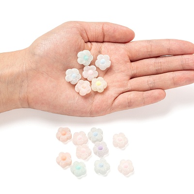 30Pcs Flocky Acrylic Beads MACR-FS0001-07-1