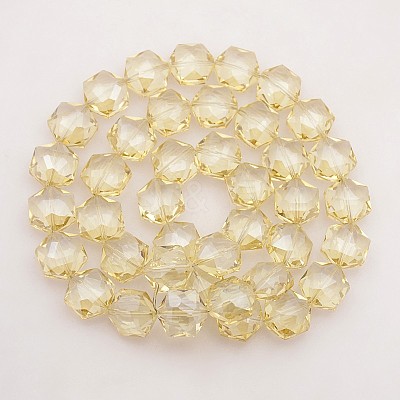 Hexagon Electroplate Full Rainbow Plated Glass Beads Strands EGLA-P015-F01-1