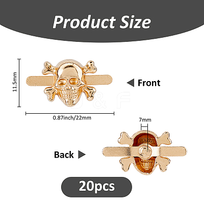 20Pcs Skull Alloy Decorative Brads FIND-FH0011-82G-1