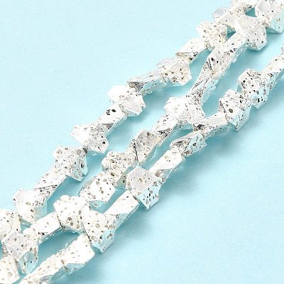 Electroplated Natural Lava Rock Beads Strands G-G984-13S-1