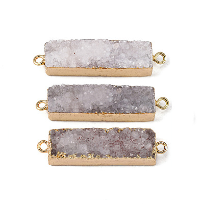 Electroplated Natural Druzy Agate Links/Connectors G-G656-02F-1