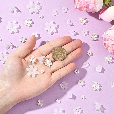 500Pcs 10 Styles ABS Plastic & Acrylic Imitation Pearl Bead Caps OACR-YW0004-12-1