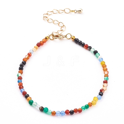 Dyed Natural Agate Beaded Bracelets BJEW-JB05932-1