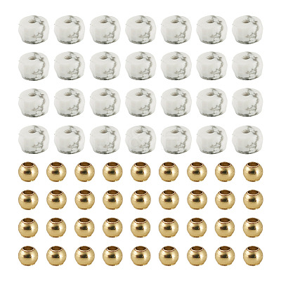50Pcs Natural Howlite Beads G-TAD0001-09-1
