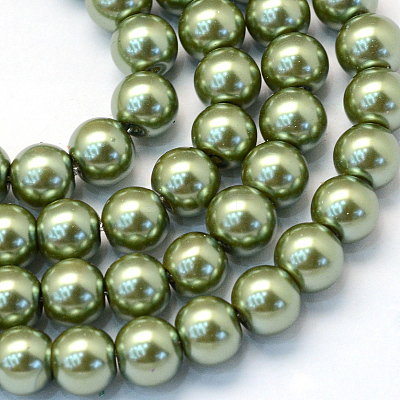 Baking Paint Pearlized Glass Pearl Round Bead Strands X-HY-Q003-10mm-49-1