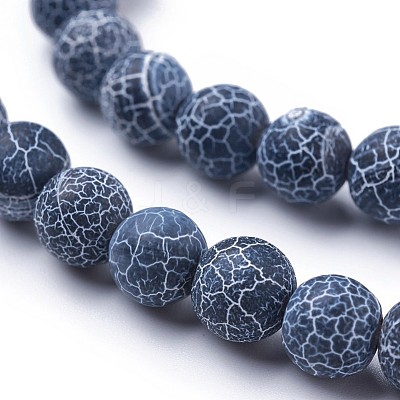 Frosted Natural Weathered Agate Beads Strands X-G-F367-8mm-05-1