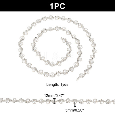 1 Yard Crystal Rhinestone Cup Chains with Plastic Pearl Beaded DIY-GA0005-72-1