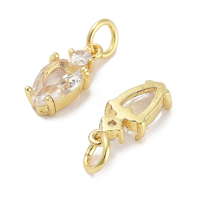 Brass Micro Pave Cubic Zirconia Charms KK-C051-09G-04-1