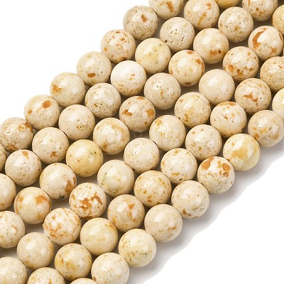Natural Dyed Marble Beads Strands G-P593-8mm-06-1