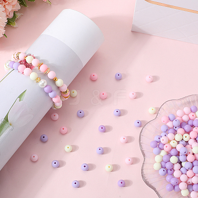 500Pcs Rubberized Style Imitated Silicone Acrylic Beads OACR-SP0001-33B-1
