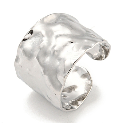 Non-Tarnish 304 Stainless Steel Hammered Open Cuff Ring RJEW-A043-08P-1