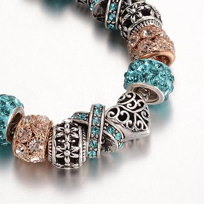 Alloy Rhinestone Bead European Bracelets BJEW-L602-27C-1