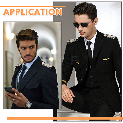 2Pcs Star Pattern Detachable Iron Epaulettes FIND-FH0005-40B-1