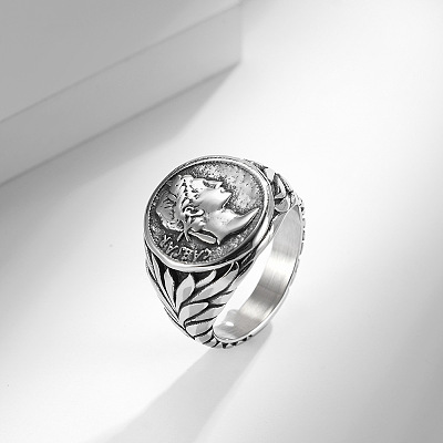 Caesar Pattern 304 Stainless Steel Finger Rings FS-WG94254-04-1