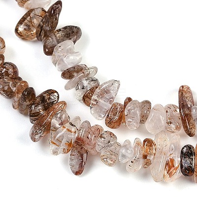 Natural Black Gold Rutilated Quartz Beads Strands G-G905-20-1