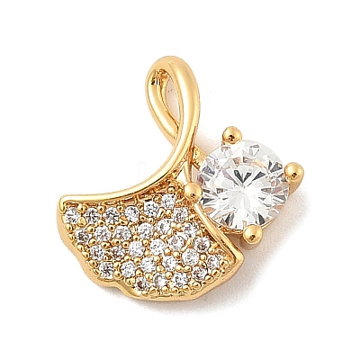 Brass Micro Pave Clear Cubic Zirconia Charms KK-B130-03G-04-1
