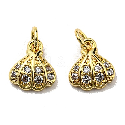 Rack Plating Brass Cubic Zirconia Charms KK-D026-25G-1