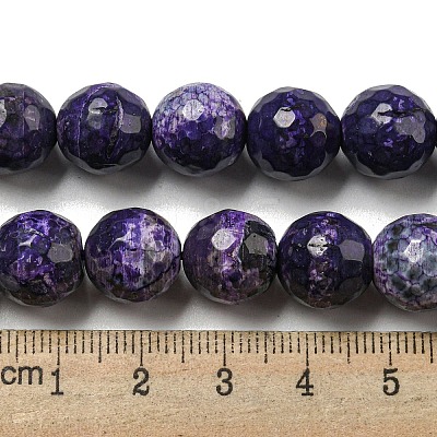 Faceted Natural Fire Crackle Agate Beads Strands G-F447-12mm-J09-1