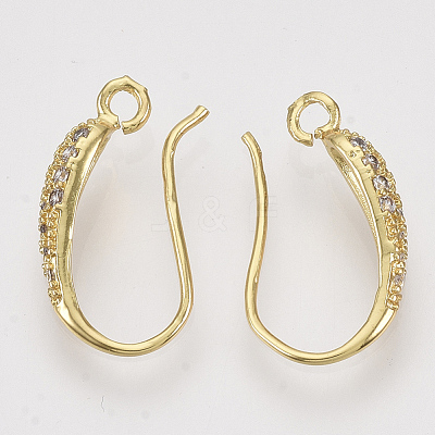 Brass Micro Pave Cubic Zirconia Earring Hooks ZIRC-Q022-035G-NF-1