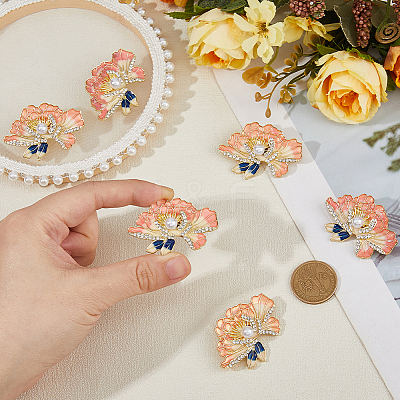 6pcs Peony Flower Enamel Pins JEWB-FH0002-10-1
