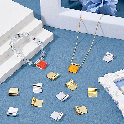 24Pcs 2 Colors Rack Plating Brass Glue-on Flat Pad Bails KK-HS0014-94-1