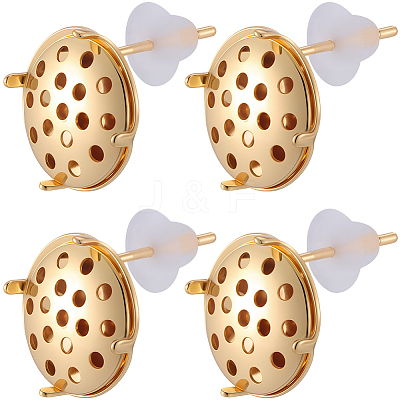 Brass Studs Earring Findings KK-BBC0019-01G-03-1