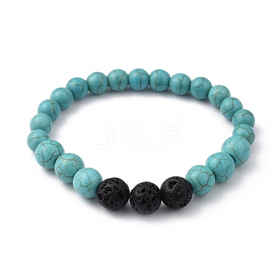 Natural & Synthetic Gemstone Beaded Stretch Bracelets BJEW-JB05414-1