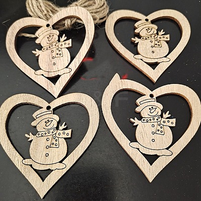 Unfinished Wood Pendant Decorations XMAS-PW0001-170-15-1