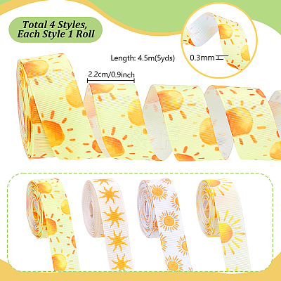 20 Yards 4 Styles Sun Pattern Polyester Ribbon OCOR-PH0007-71-1