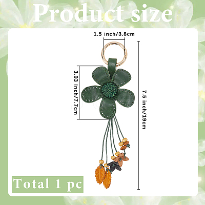 Leather and Alloy Keychain HJEW-WH20022-04B-10-1