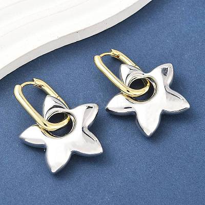 Star Brass Hoop Earrings for Women EJEW-U057-06C-04GP-1