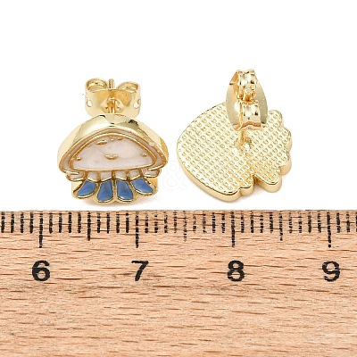 Brass Enamel Stud Earrings LS-EJEW-B152-01G-02-1