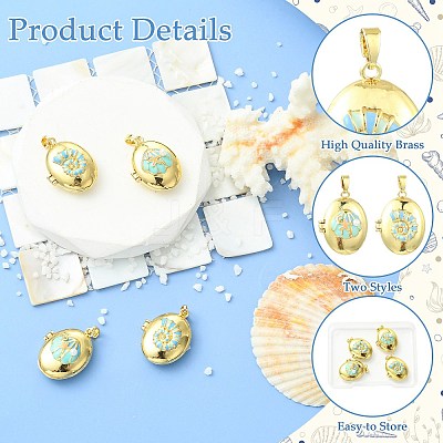 4Pcs 2 Styles Brass Enamel Locket Pendants KK-CJ0005-56-1