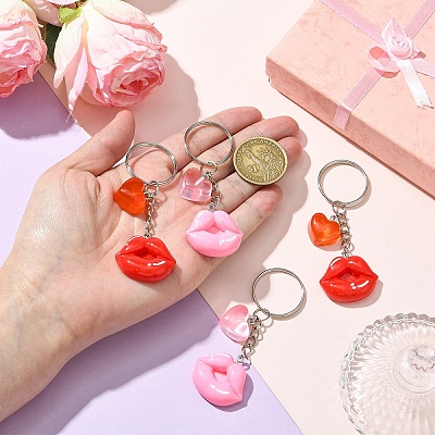 2Pcs Resin Pendants Keychain KEYC-YW00191-01-1