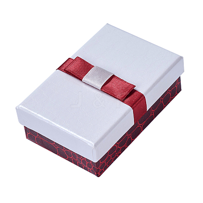 Kraft Cotton Filled Rectangle Cardboard Jewelry Set Boxes with Bowknot CBOX-N006-03-1