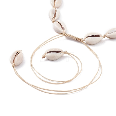 Natural Cowrie Shell Beads Beaded Necklaces X-NJEW-JN03744-02-1