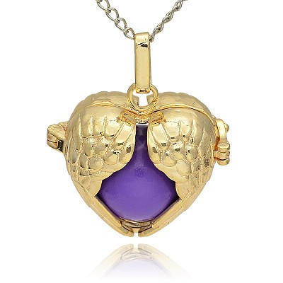 Golden Tone Brass Hollow Heart Cage Pendants KK-J241-04G-1