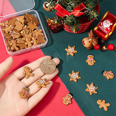 48Pcs 4 Styles Christmas Plastic Cabochons FIND-SC0011-29-1