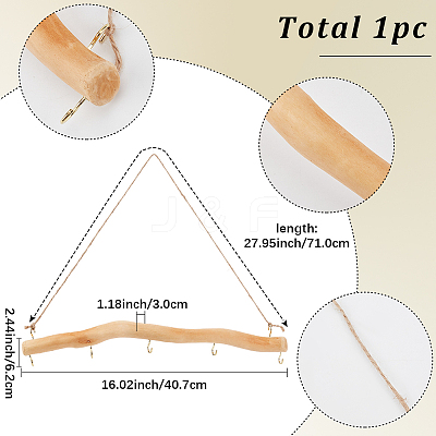 1Pc Driftwood Branch Hook Branch Hanger Rack AJEW-SP0002-31B-1