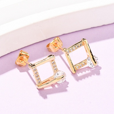 Brass Micro Pave Cubic Zirconia Stud Earrings KK-CBACC01-04G-1