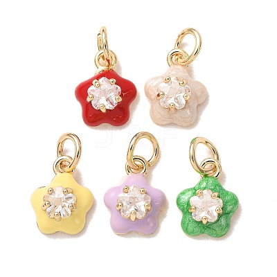 Brass Micro Pave Clear Cubic Zirconia with Enamel Charms CU-K002-53G-M-1