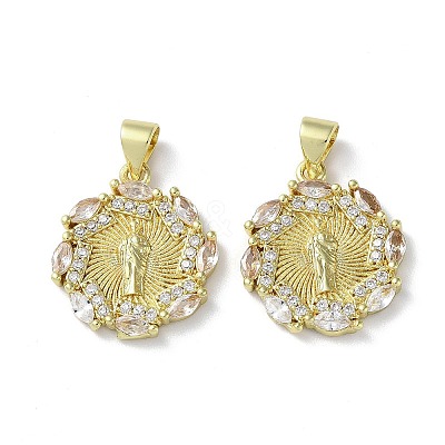 Rack Plating Brass Cubic Zirconia Pendants KK-M272-03G-1