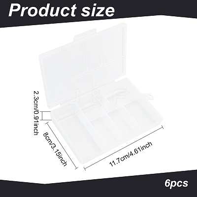 6Pcs Rectangle Polypropylene(PP) Bead Storage Container CON-AN0001-01-1