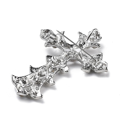 Cross Alloy Rhinestone Brooch Pins LS-JEWB-Z034-06P-01-1